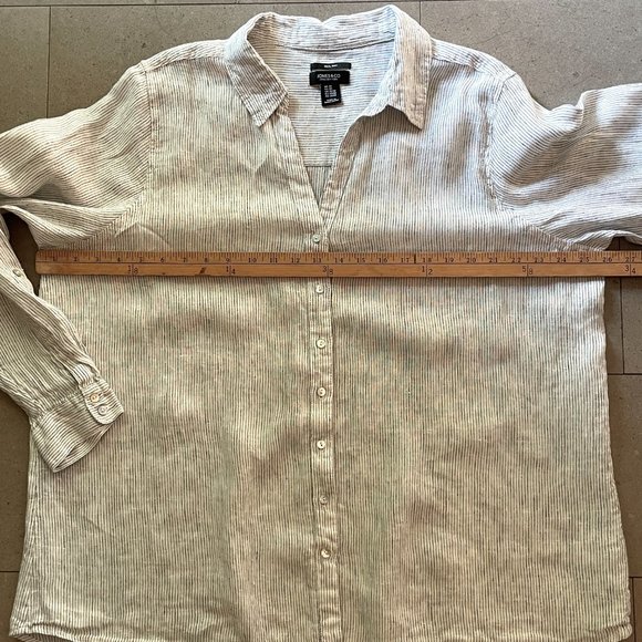 Jones New York 100% Linen Shirt -Size 2x - Black stripes on white - Picture 5 of 11